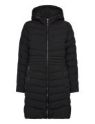 Chevron-Quilted Hooded Jacket Topattu Pitkä Takki Black Lauren Ralph L...