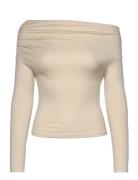 Asymmetric Top Tops T-shirts & Tops Long-sleeved Cream Gina Tricot