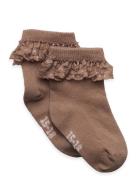 Ankle Sock W. Lace Sukat Brown Minymo