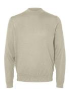 Slhtray Ls Knit Merino Mock Neck Noos Tops Knitwear Round Necks Beige ...