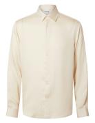 Slhrelaxcharlie Satin Ls Shirt Tops Shirts Casual Cream Selected Homme