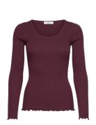 Baybay Long Sleeve Tee Tops T-shirts & Tops Long-sleeved Burgundy Rose...