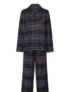 Lrl L/S Notch Collar Long Pant Pj Set Pyjama Black Lauren Ralph Lauren...