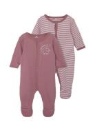 Nbnnightsuit 2P W/F Y/D Core Noos Pyjama Sie Jumpsuit Haalari Pink Nam...