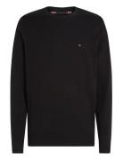 Core Essential Cotton Crew Neck Tops Knitwear Round Necks Black Tommy ...