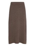 A-Line Skirt Polvipituinen Hame Brown Davida Cashmere