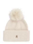 Elevated Chic Beanie W/Pompom Accessories Headwear Beanies Cream Tommy...