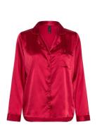 Satin Long-Sleeved Jacket Pyjama Red Hunkemöller