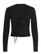 Long Sleeve Tie Top Tops T-shirts & Tops Long-sleeved Black Monki