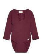 Body Ls Rib Bodies Long-sleeved Burgundy Minymo