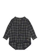 Body Ls Check Bodies Long-sleeved Navy Minymo