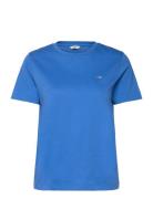 Reg Shield Ss T-Shirt Tops T-shirts & Tops Short-sleeved Blue GANT