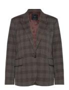 Straight Check Jacket Blazers Single Breasted Blazers Brown Mango