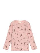 T-Shirt Ls Aop Rib Tops T-shirts Long-sleeved T-shirts Pink Minymo