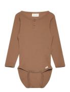 Body Ls Rib Bodies Long-sleeved Brown Minymo