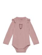 Body Ls, Solid W. Print Bodies Long-sleeved Pink CeLaVi