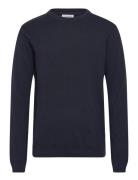 100% Recycle Knit Round Neck Tops Knitwear Round Necks Navy Lindbergh