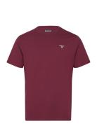 Barbour Sports Tee Designers T-shirts Short-sleeved Burgundy Barbour