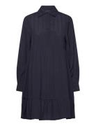 A-Line Jaquard Shirt Dress Lyhyt Mekko Navy Lexington Clothing