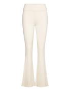 Soft Touch Folded Trouser Bottoms Trousers Flared Cream Gina Tricot