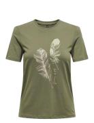 Onlkita Life Reg S/S Feathers Top Jrs Tops T-shirts & Tops Short-sleev...