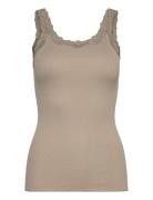 Rwbabette Sl Deep Back Lace Top Tops T-shirts & Tops Sleeveless Khaki ...