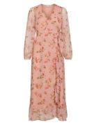 Viedee L/S Ankle Wrap Dress Polvipituinen Mekko Pink Vila