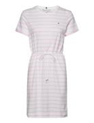 Th Cool Stp C-Nk Short Dress Ss Lyhyt Mekko Pink Tommy Hilfiger