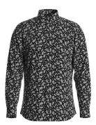Slhslimperformance Aop Shirt Ls Tops Shirts Casual Black Selected Homm...