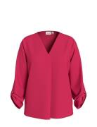 Vijosa 3/4 V-Neck Top - Noos Tops Blouses Long-sleeved Red Vila