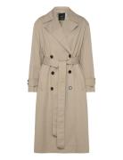 Long Over D Double-Breasted Trench Coat Trenssi Takki Beige Mango