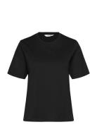 T Shirt Erica Basic Cotton Tops T-shirts & Tops Short-sleeved Black Li...