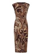 Paisley Stretch Jersey Tie-Front Dress Polvipituinen Mekko Brown Laure...