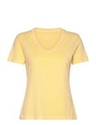Reg Sunfaded Ss V-Neck T-Shirt Tops T-shirts & Tops Short-sleeved Yell...