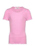 Rkbalta Modal Ss Lace T-Shirt Tops T-shirts Short-sleeved Pink Rosemun...