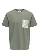Onsperry Life Reg Leaf Ss Pockettee Noos Tops T-shirts Short-sleeved G...