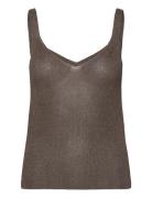 Lurex Knitted Top Tops T-shirts & Tops Sleeveless Brown Mango