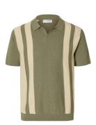 Slhmattis Ss Linen Blend Open Polo Noos Tops Polos Short-sleeved Green...