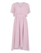 Vimirage 2/4 V-Neck Ankle Dress/Bm/Dc Polvipituinen Mekko Pink Vila
