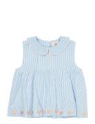 Seersucker Ss Blouse W. Hearts Tops Blouses & Tunics Pink Copenhagen C...