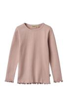T-Shirt L/S Ida Tops T-shirts Long-sleeved T-shirts Pink Wheat