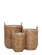 Leri - Baskets, Seagrass, Natural, Set Of 3 Home Decoration Flower Pot...