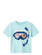 Nmmmorish Paw Nreg Ss Top Cplg Tops T-shirts Short-sleeved Blue Name I...