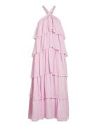 Vifiluka H/N S/L Ankle Dress/Dc/R/Bfs Maksimekko Juhlamekko Pink Vila