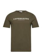 Copenhagen Print Tee S/S Tops T-shirts Short-sleeved Khaki Green Lindb...