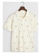 Embroidered Graphic Polo Tops Polos Short-sleeved Cream GANT