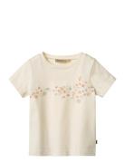 T-Shirt S/S Print Tessa Tops T-shirts Short-sleeved Cream Wheat