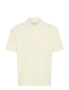 Cfcameron 0210 Waffle Polo Tops Polos Short-sleeved Cream Casual Frida...