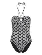 Monogram Print Swimsuit Uimapuku Uima-asut Black GANT