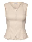Zip-Up Top Tops T-shirts & Tops Sleeveless Beige Weekday